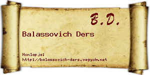 Balassovich Ders névjegykártya